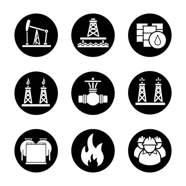 Набор иконок нефтяной промышленности — стоковый вектор