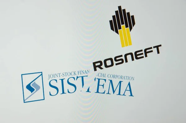 Корпоративный конфликт между «Роснефть» и «система» — стоковое фото